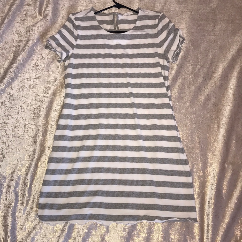 Gray and white striped dress